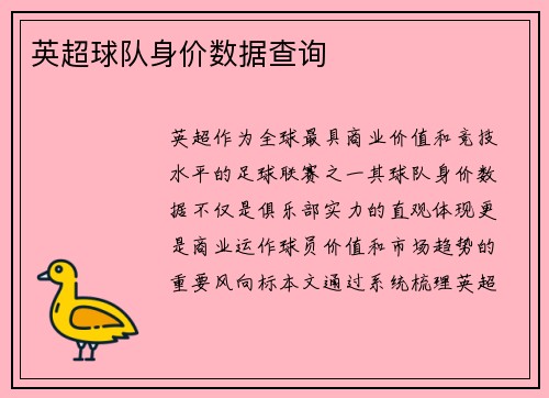 英超球队身价数据查询